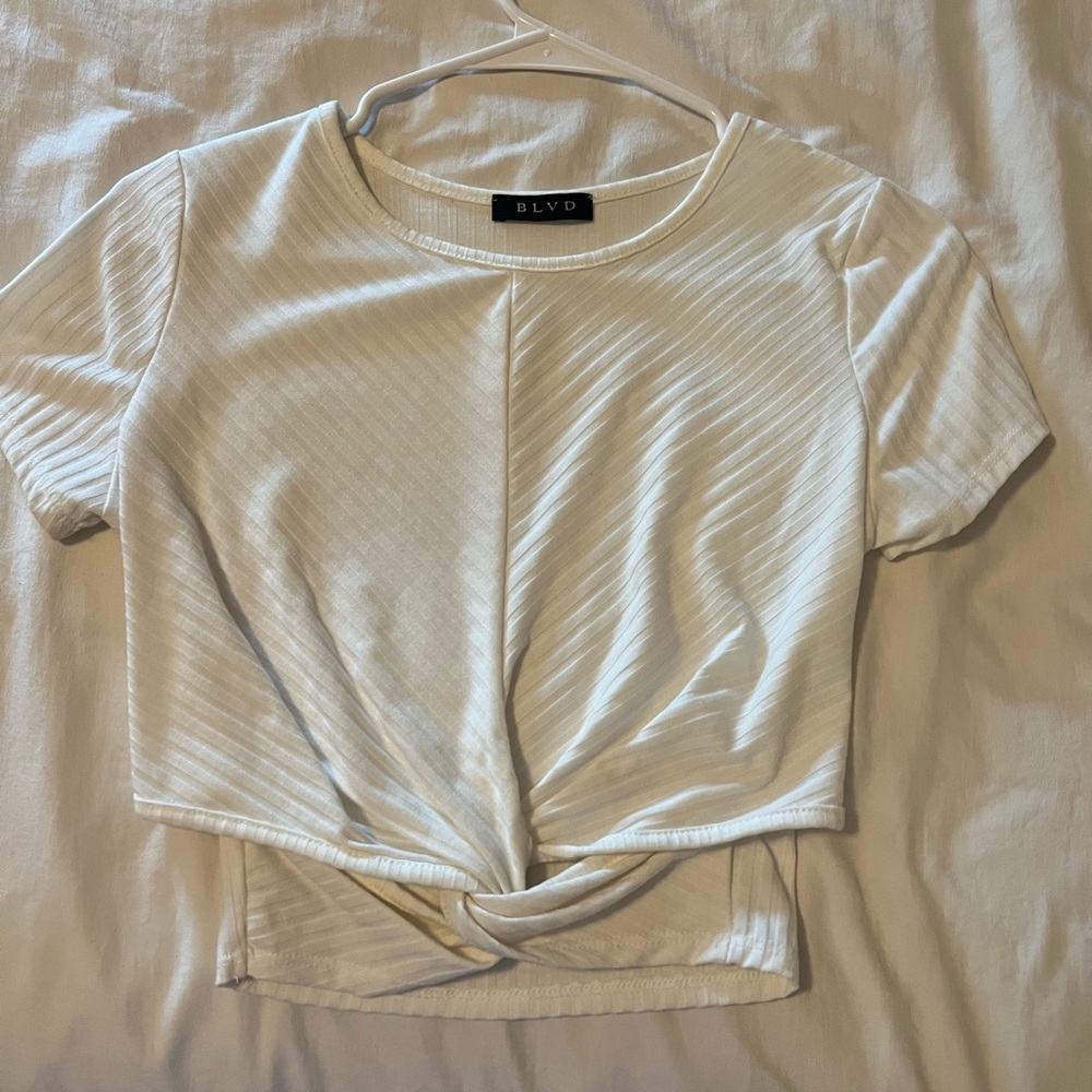 White cropped shirt